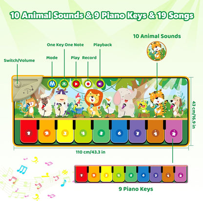 Rodzon Interactive Musical Piano Mat – Educational Animal Sound Toy for Kids & Toddlers
