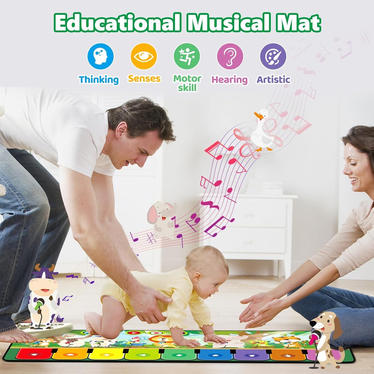 Rodzon Interactive Musical Piano Mat – Educational Animal Sound Toy for Kids & Toddlers