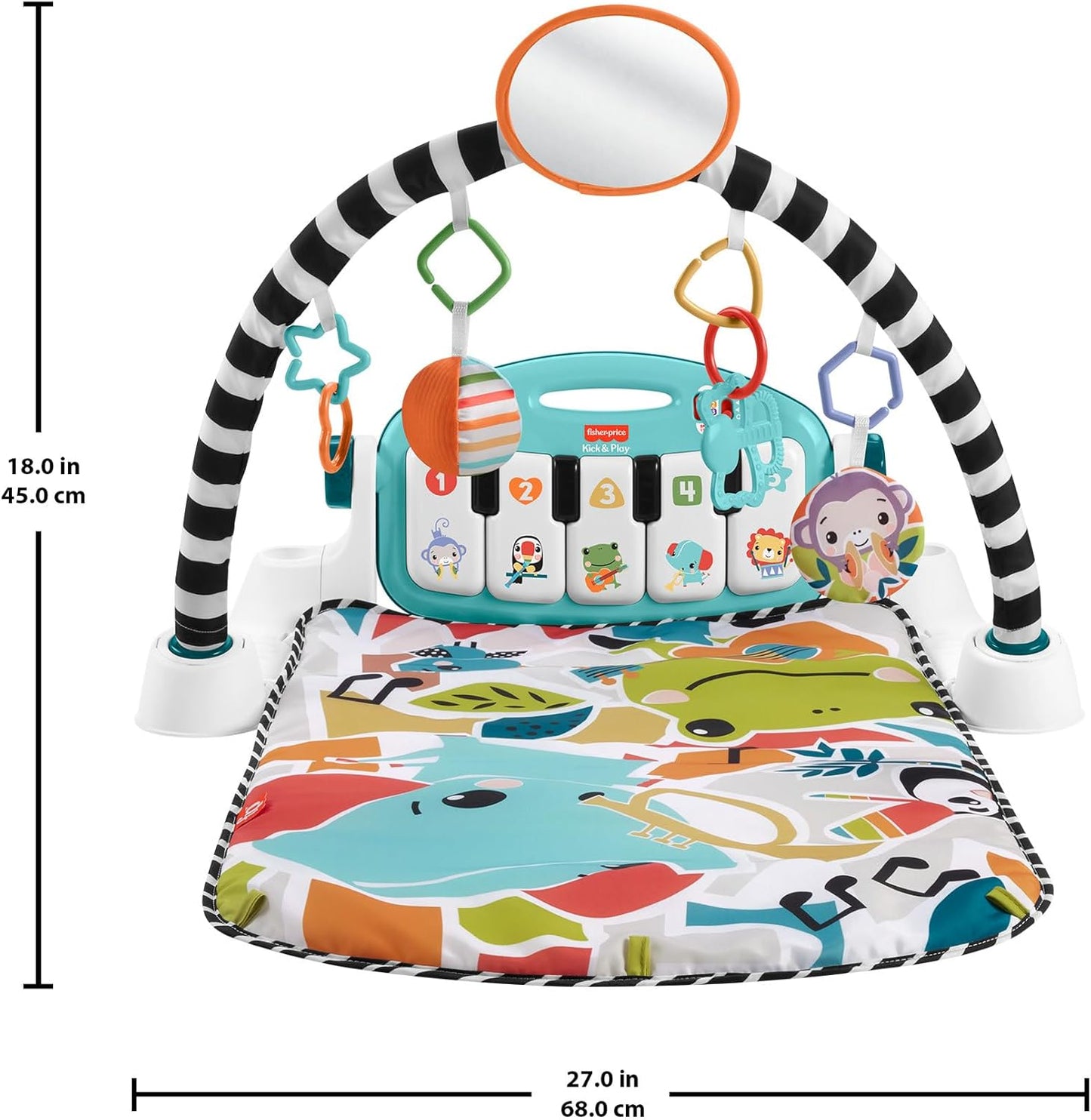 Fisher-Price Kick & Play Piano Gym UK Edition - Musical Activity Mat with 4 Ways to Play & Smart Stages Learning for Infants 0–36 Months