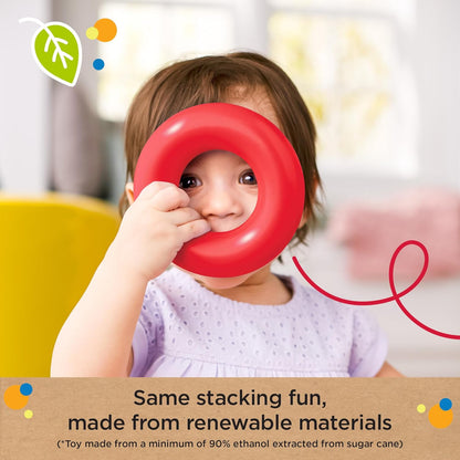 Fisher-Price Rock-a-Stack UK Edition - Classic Stacking Toy Made from Plant-Based Materials with 5 Colorful Rings for Babies 6 Months & Older