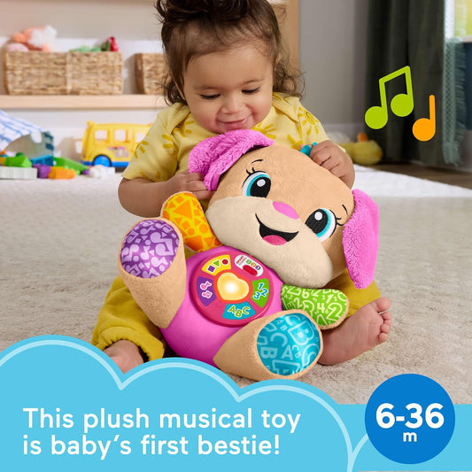 Fisher-Price Laugh & Learn Smart Stages Sis UK Edition – Interactive Musical Learning Plush Toy with Lights and Songs for Babies 6–36 Months