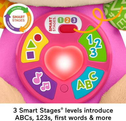 Fisher-Price Laugh & Learn Smart Stages Sis UK Edition – Interactive Musical Learning Plush Toy with Lights and Songs for Babies 6–36 Months