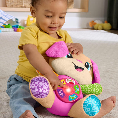 Fisher-Price Laugh & Learn Smart Stages Sis UK Edition – Interactive Musical Learning Plush Toy with Lights and Songs for Babies 6–36 Months
