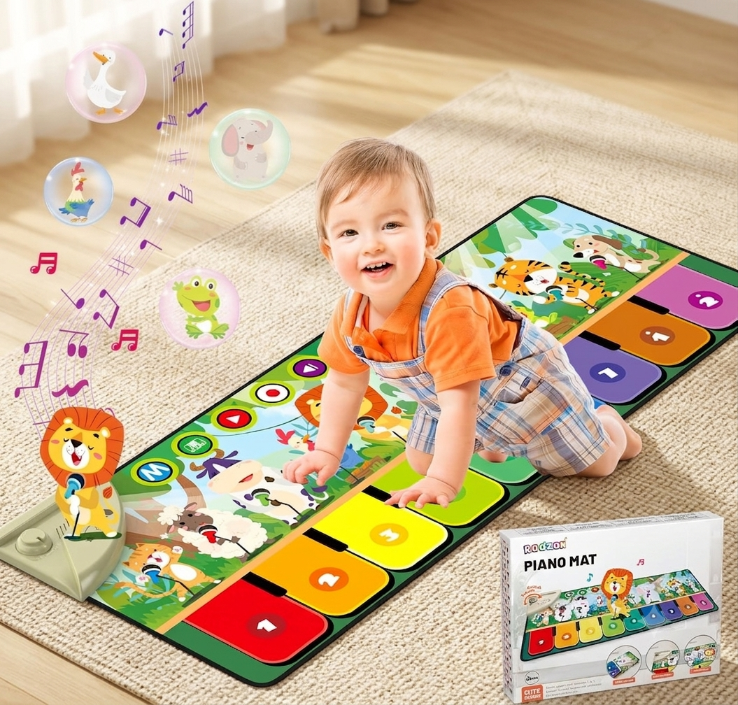 Rodzon Interactive Musical Piano Mat – Educational Animal Sound Toy for Kids & Toddlers